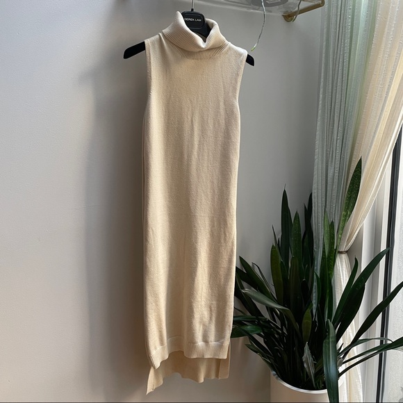 La Fee Verte Anthroplogie Long stretch ivory sweater turtleneck tunic - Picture 10 of 10